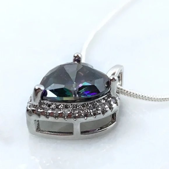 Mystic Topaz Heart Pendant Necklace - Picture 2 of 2
